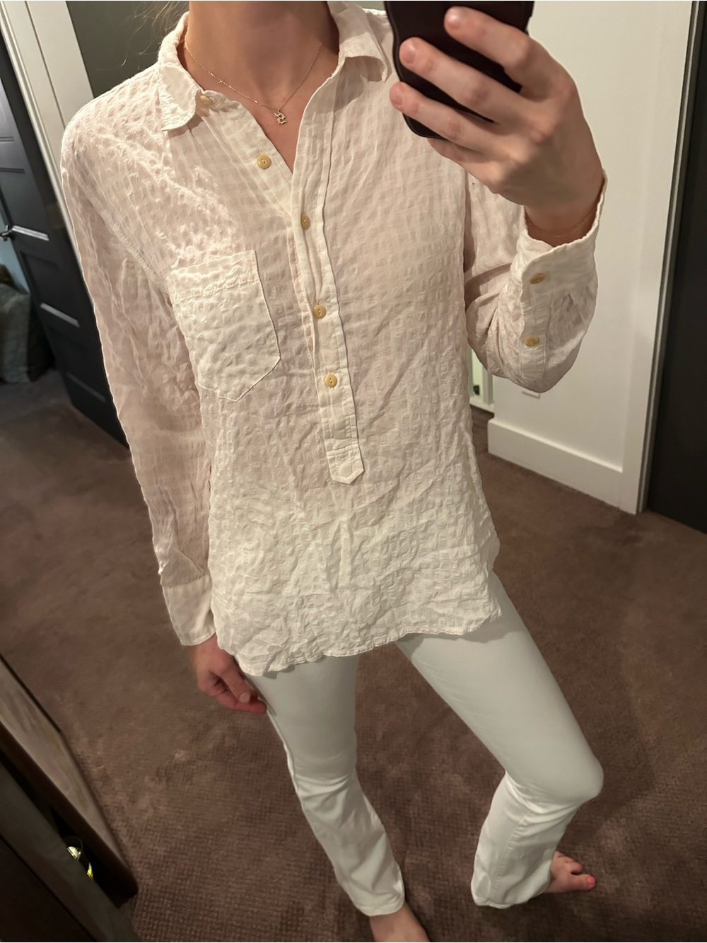J. Crew Light Pink Textured Button-Down Shirt